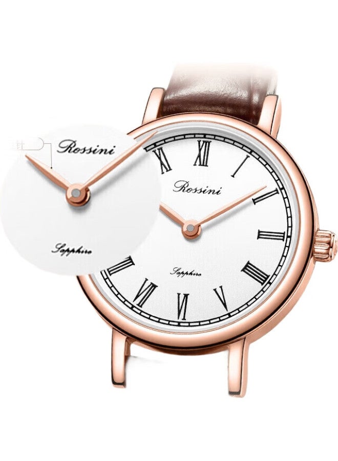 ROSSINI Women'S Quartz Watch 520, Gift For Girlfriend, Small Dial Brown Leather Strap Wristwatch Gift 6230182 - Image 2