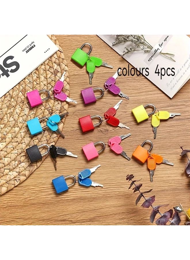 4 Piece Assorted Color Metal Padlock With Key For Suitcase School Gym - Image 1