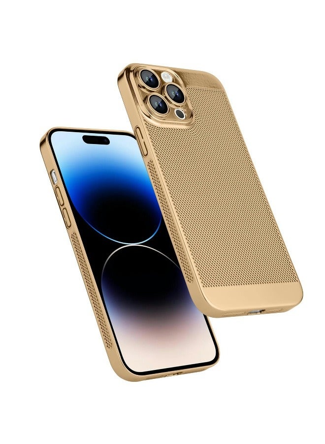 ShebSheb Electroplating Heat Dissipation Phone Case for iPhone 15 Pro, New Heat Dissipation Plating Fine Hole Protector for iPhone Case, Crystal Lens Film Coating Phone Case - Image 1
