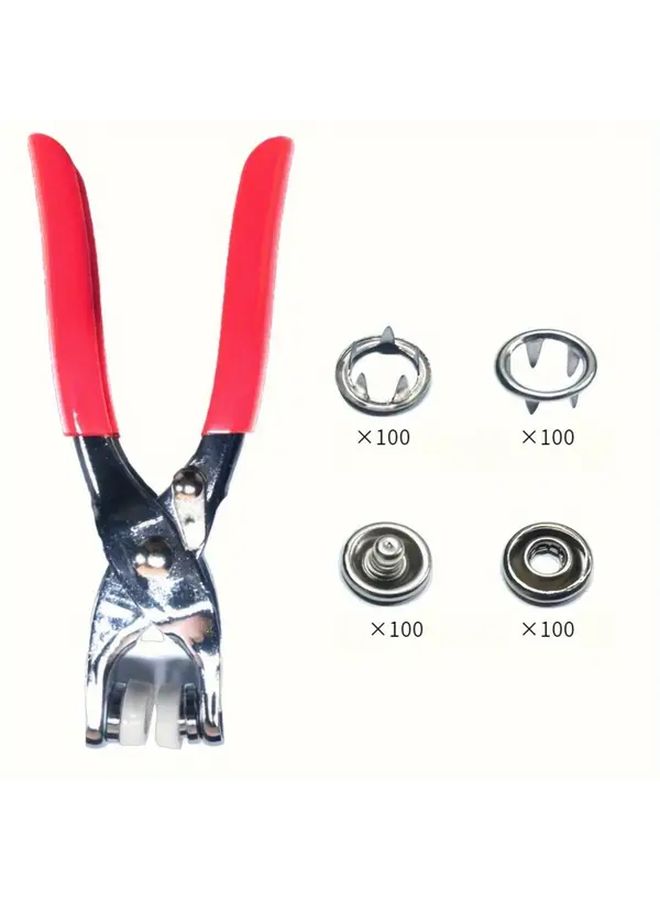 400 Pcs Snap Fasteners Kit with Metal Sewing Buttons Press Studs and Installation Pliers Red Handle for Jackets Jeans Garment Repair and Crafting - Image 2