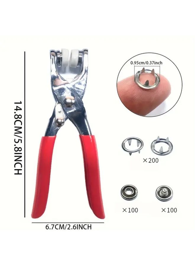 400 Pcs Snap Fasteners Kit with Metal Sewing Buttons Press Studs and Installation Pliers Red Handle for Jackets Jeans Garment Repair and Crafting - Image 3