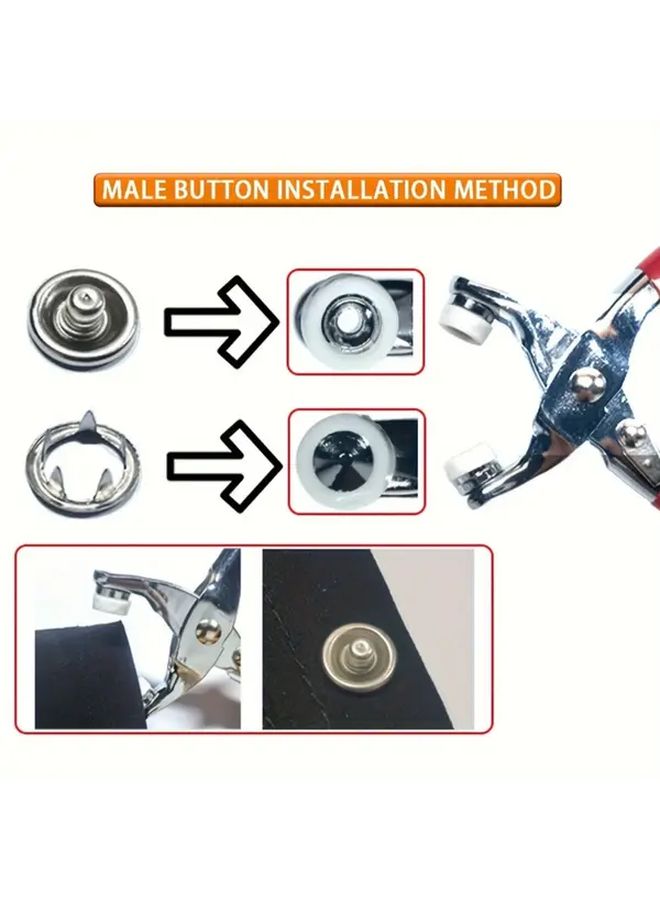 400 Pcs Snap Fasteners Kit with Metal Sewing Buttons Press Studs and Installation Pliers Red Handle for Jackets Jeans Garment Repair and Crafting - Image 4
