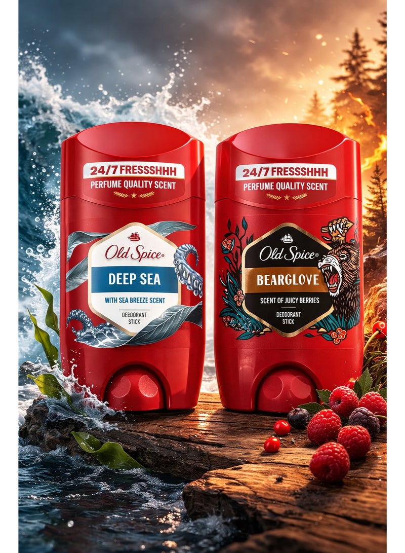 Deep Sea & Bearglove Deodorant Stick 48H Freshness 2x50 ml