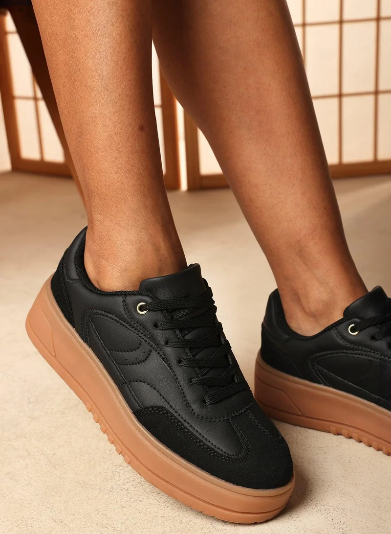 Where's That From  Yulia' Low Wedge Lace up trainer for Women | Best Price UAE