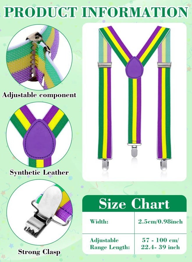 ShinyMatch 4 Pcs Mardi Gras Men's Vest Set Adult Suspenders Sequin Hat Bow Tie Accessory Set for Mardi Gras Carnival Parade - Image 5