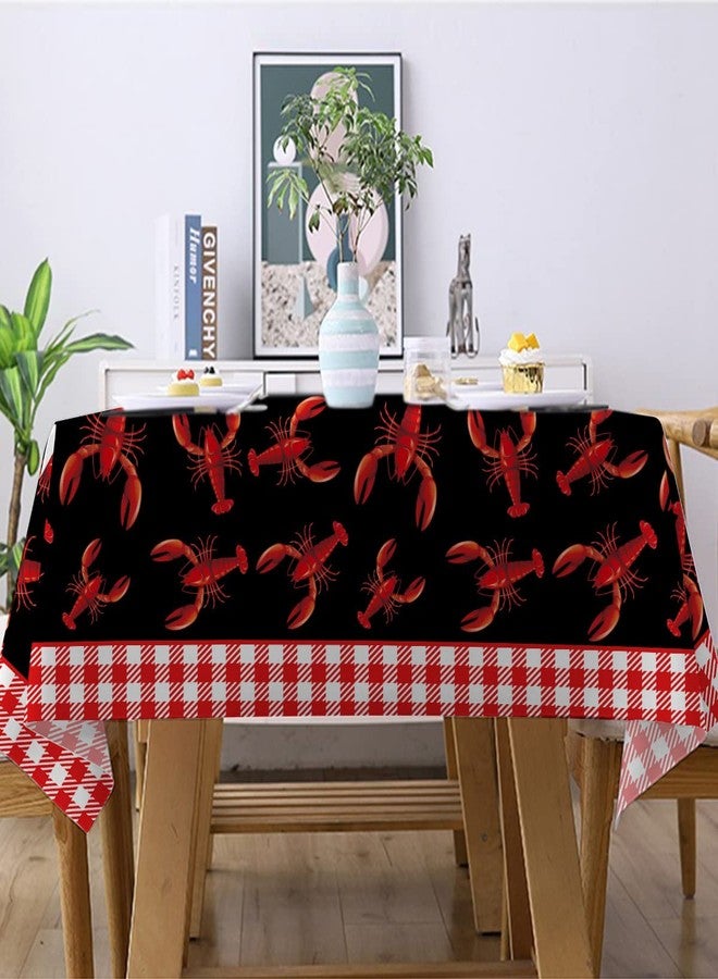 Hafangry Crawfish Boil Tablecloth Red and White Buffalo Check Plaid Indoor Outdoor Birthday Party Lobster Table Cloth Kitchen Dining Room Table Cover Decoration - Image 3