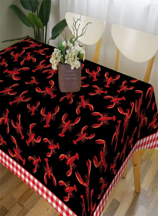 Hafangry Crawfish Boil Tablecloth Red and White Buffalo Check Plaid Indoor Outdoor Birthday Party Lobster Table Cloth Kitchen Dining Room Table Cover Decoration - Image 4