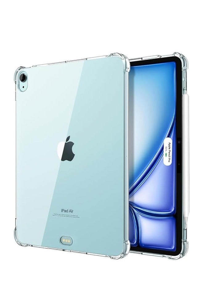 Case for iPad Air 2025 (7th Generation) M3 11-Inch /M2(2024), iPad Air 5/4 (2022/2020 5th/4th), Anti-Fingerprints, Anti-Fall Drop Protection, Slim TPU Clear Transparent Back Protective Cover with Soft Silicone Raised Edge (Clear) - Image 1