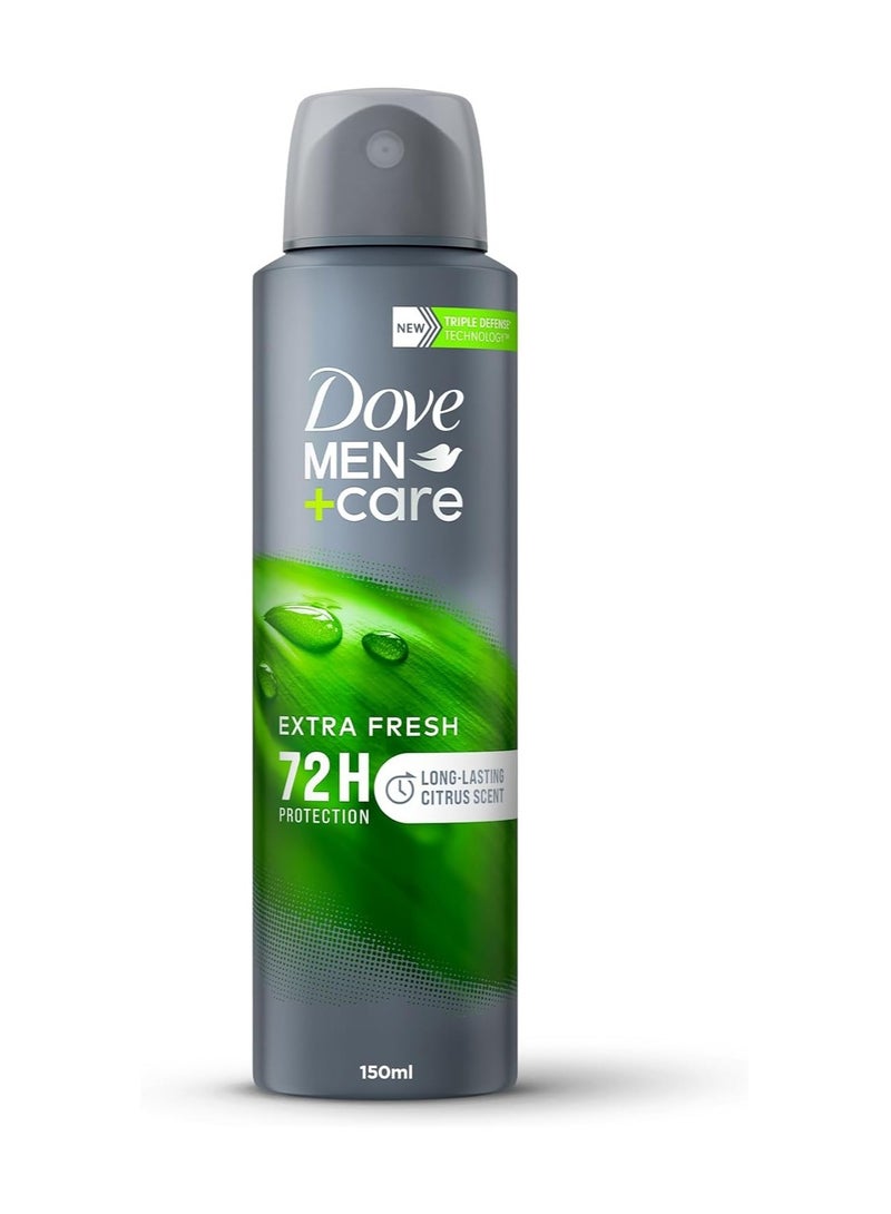 دوف بخاخ مزيل العرق دوف مين+ كير للجسم، منعش للغاية، برائحة الحمضيات، تقنية الحماية الثلاثية وحماية تدوم 72 ساعة، 150 مل