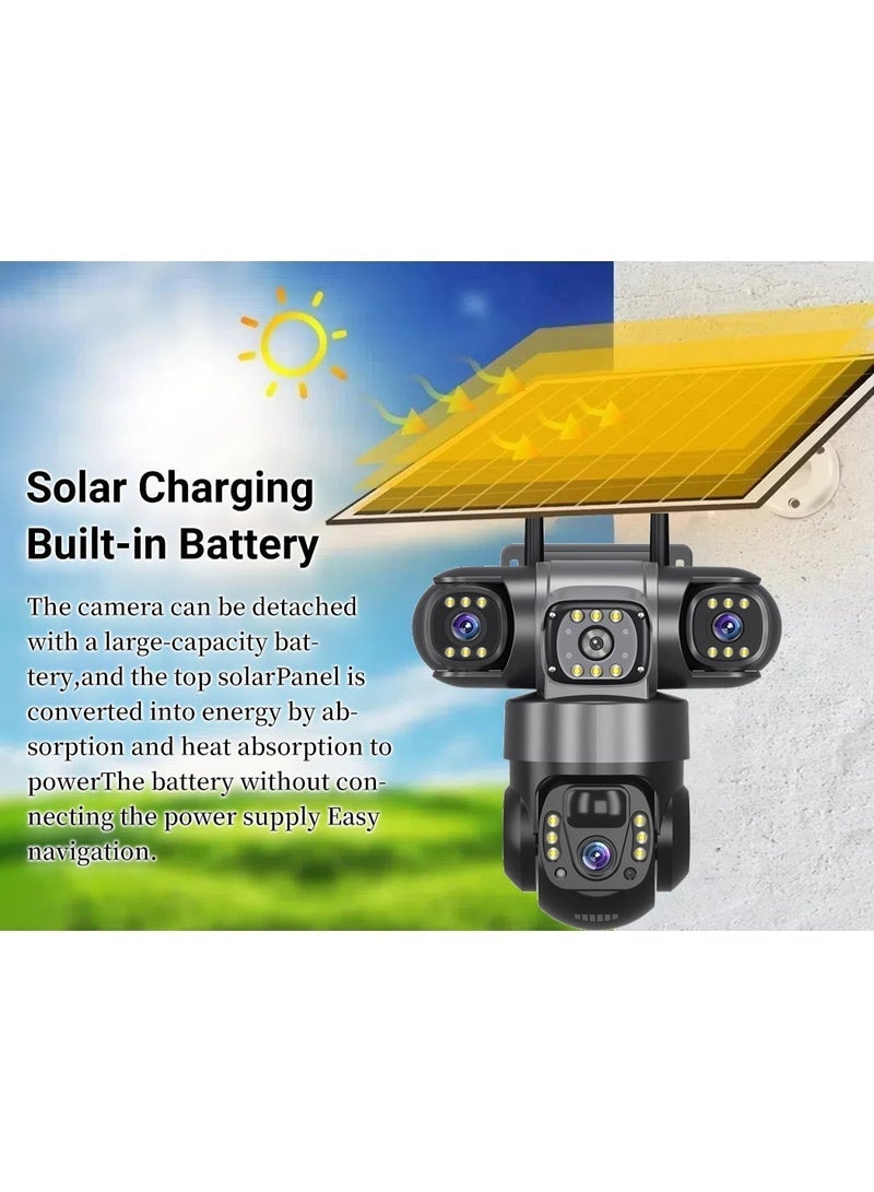 SUPER 5 Solar Camera 4G Sim Outdoor 3 Lens 3 Screen 10X Zoom PIR Human Detect Cameras Waterproof Night Vision CCTV Security Protection - Image 2