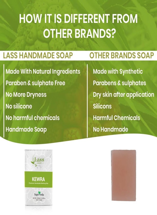 Lass Natural Kewra Handmade Bathing Bar Premium & Pure, Refreshing Aroma, Ideal For Skin Cleansing, Glowing & Nourishing - (125gm x 2) - Image 4