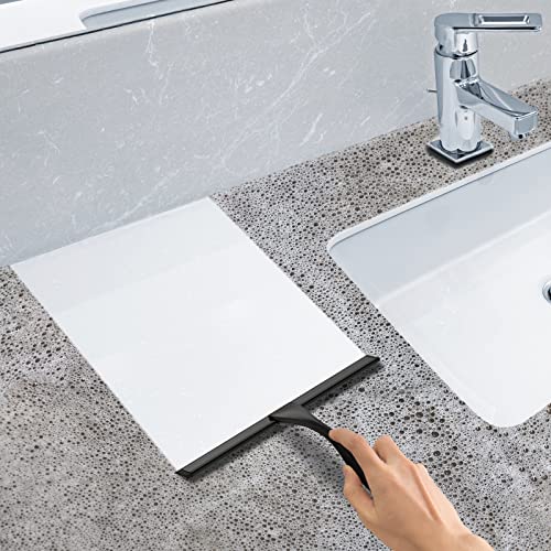Docrok All-Purpose Stainless Steel Shower Squeegee for Shower Glass Door with Adhesive Hook, Bathroom Cleaner Tool Household Window Mirror Squeegee for Glass Doors, Cleaning Tile Wall, Car, 10 inch, Black - Image 5