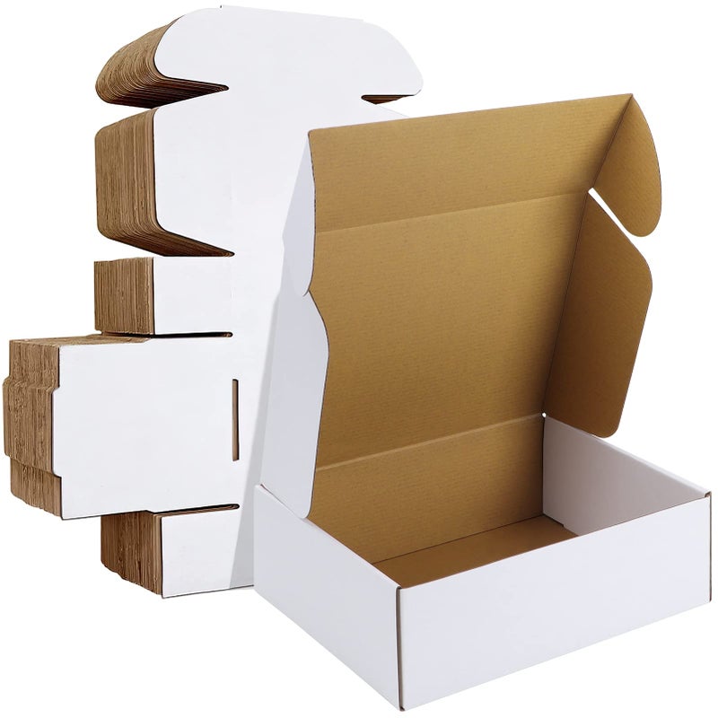 HORLIMER 12x9x4 inches Shipping Boxes Set of 20, White Corrugated Cardboard Box Literature Mailer - Image 1
