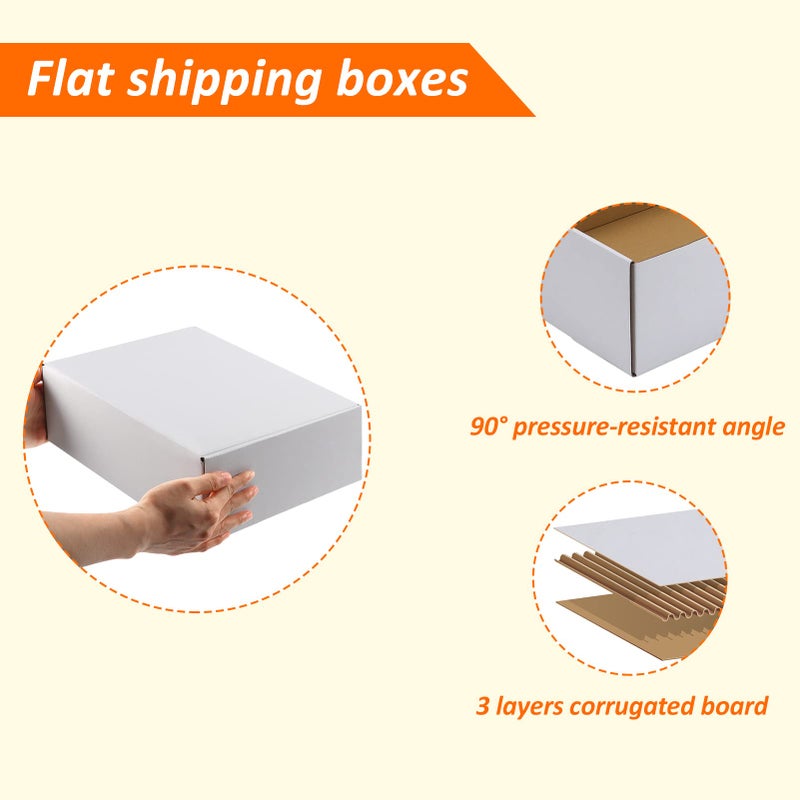 HORLIMER 12x9x4 inches Shipping Boxes Set of 20, White Corrugated Cardboard Box Literature Mailer - Image 3