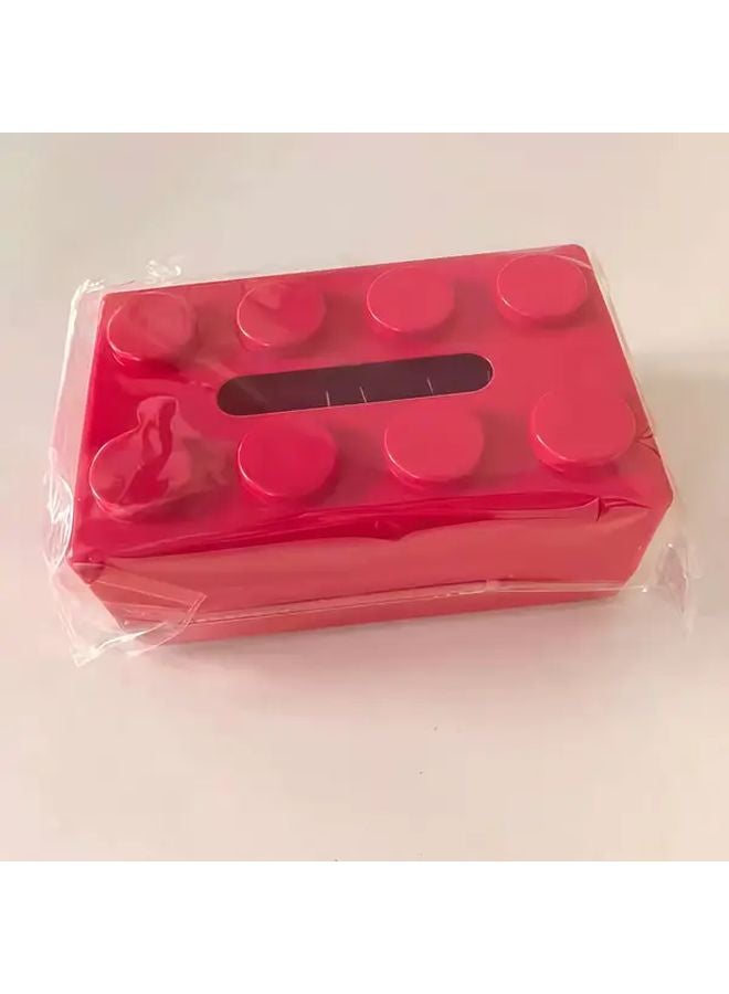 Red Creative Lego Style Tissue Box Rectangular Design Home Desktop Storage - Image 1