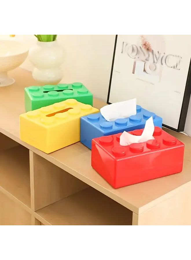 Red Creative Lego Style Tissue Box Rectangular Design Home Desktop Storage - Image 3