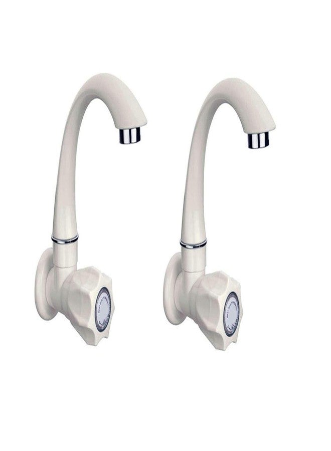 VME PVC Sink Cock tap for Kitchen Sink Faucet/Plastic Sink Cock tap Standard Size 1/2'' (15mm) White Pack of 2 - Image 1