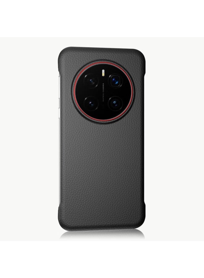 Sidefu Honor Magic7 Pro Phone Case, Honor Huawei Protective Case Without Frame, Semi-enclosed Magnetic Ultra-thin Leather Texture, Hard Shell For Men And Women - Red Ring Black