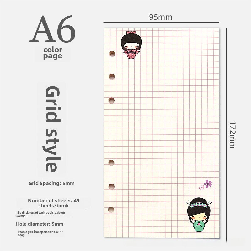 Generic 6-Hole A5/A6 Colorful Blank Dot Grid Planner Refill A6 grid 