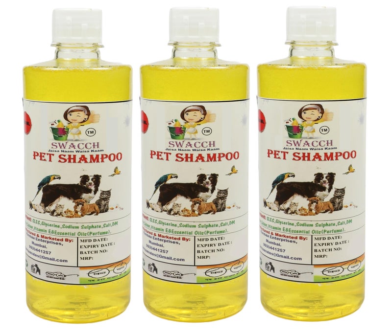 swacch Shampoo | Puppy Safe Shampoo | PH Balanced | Ditch to Itch for Pet Shampoo 500ml Pack of 3 (Lemon) + Spike Ball Chew Toy Combo Pack - Image 2