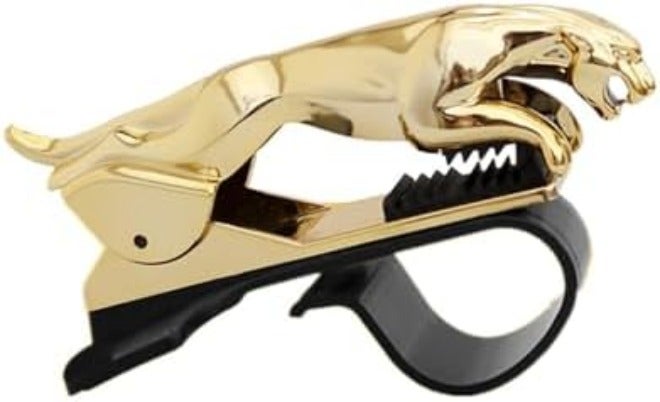 ARKOSKNIGHT Car Phone Holder - Multi-Functional Jaguar-Inspired Dashboard Mount for 6.5'' Phones, HUD-Style Direct Viewing & Decorative Automotive Accessory  (Gold) - Image 3