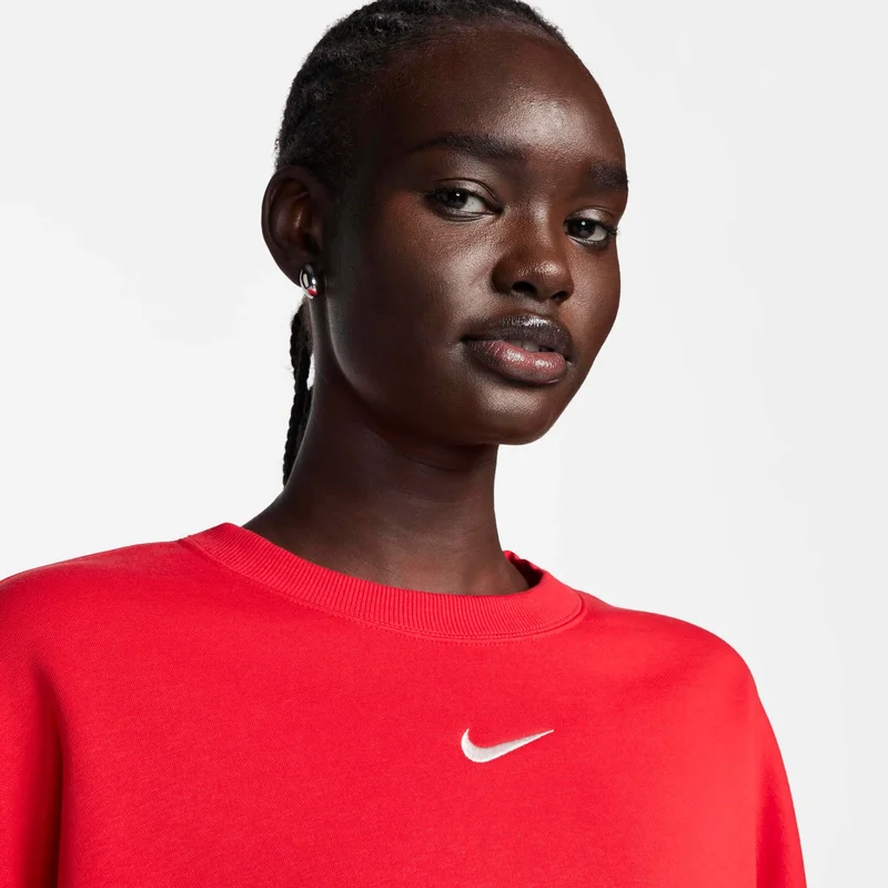 Nike Red Women's Sportswear Phoenix Fleece Sweatshirt for Women | Best Price UAE