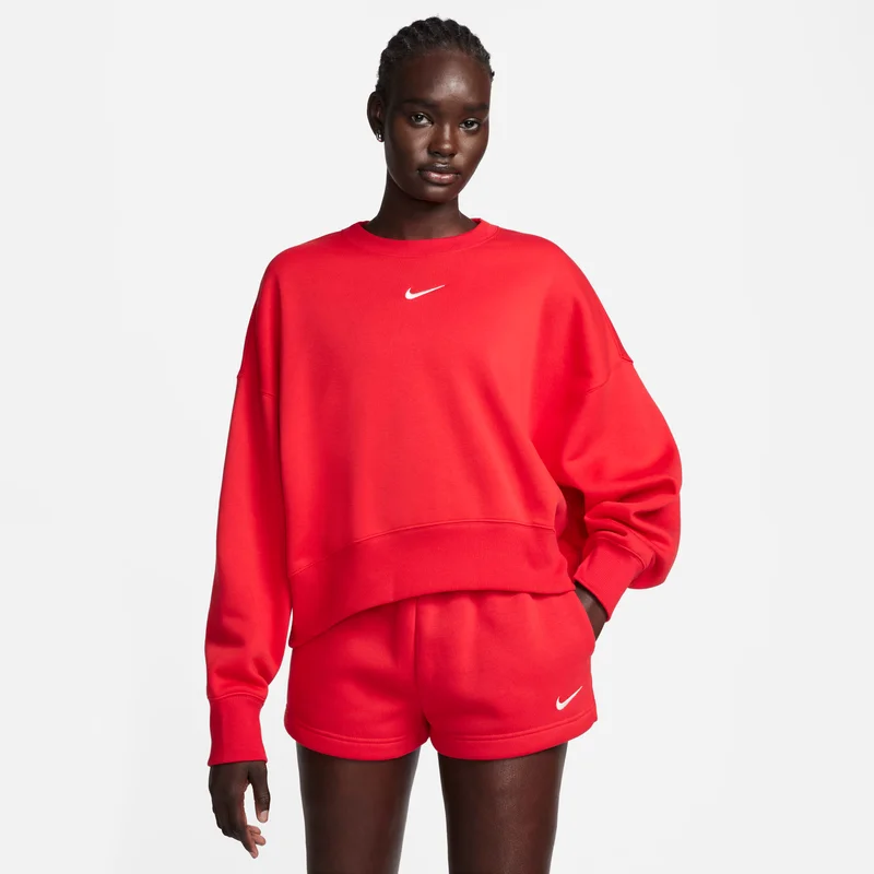 Nike Red Women's Sportswear Phoenix Fleece Sweatshirt for Women | Best Price UAE