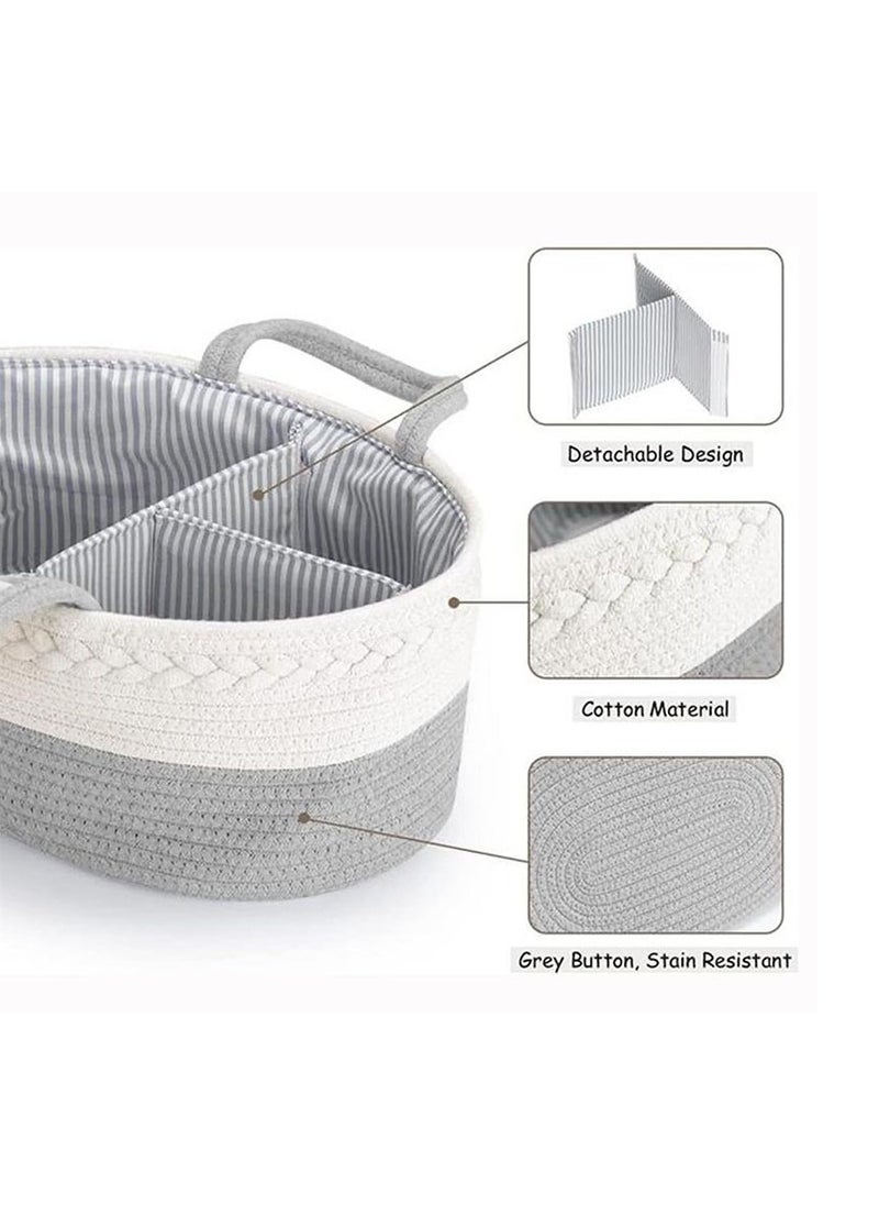 San Yi 2 in 1 Baby Diaper Caddy Organizer, 100% Cotton Rope Diaper Storage Basket, Nursery Diaper Organizer for Newborn Boys Girls (Brown)  - Image 5