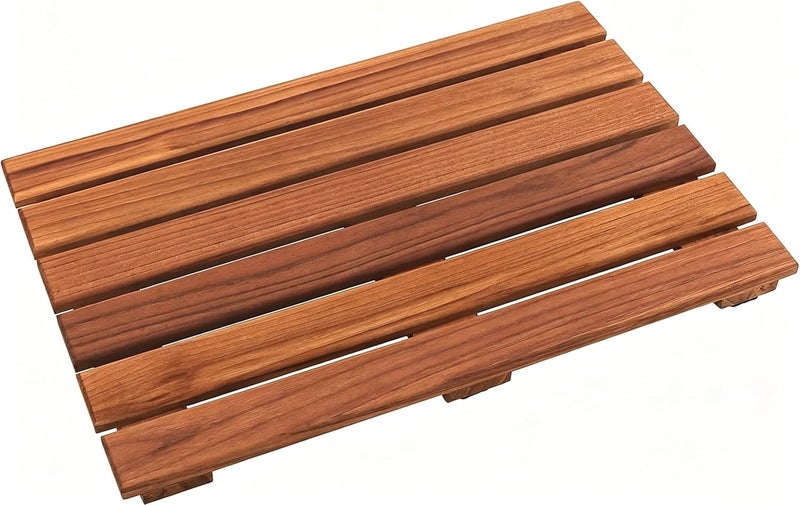 VaeFae Teak Shower Mat, Non-Slip Bath Mat, Luxury Spa Mat, Wooden Mat for Bathtub, 20 x 13 in - Image 1