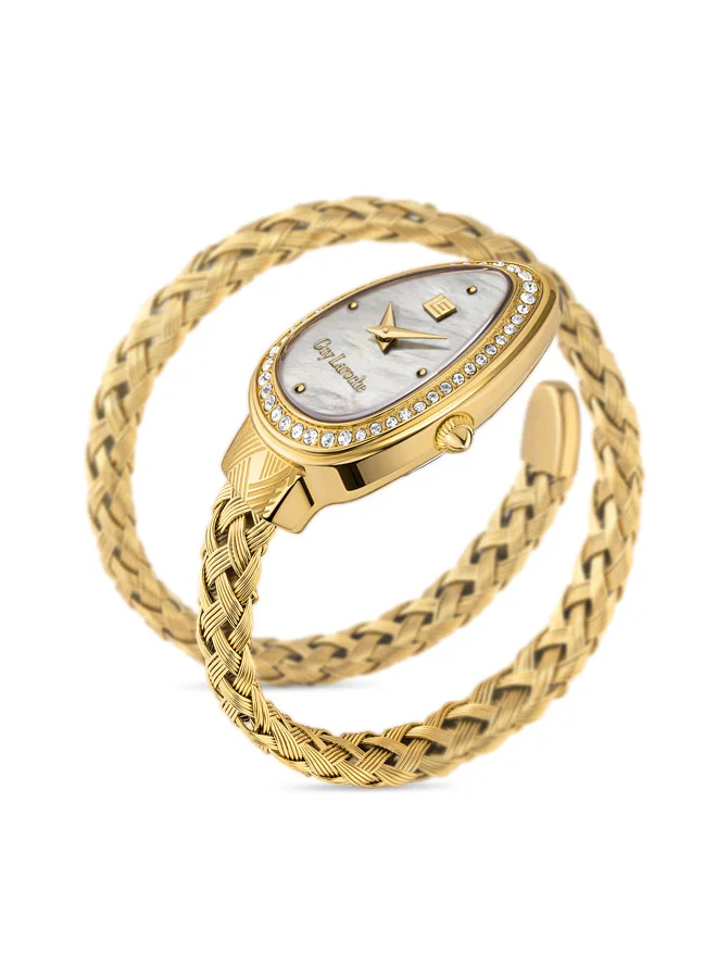 Guy Laroche Adele White Mother-of-pearl Dial Gold Metal Bracelet Analog Watch for Women 23.5mm
