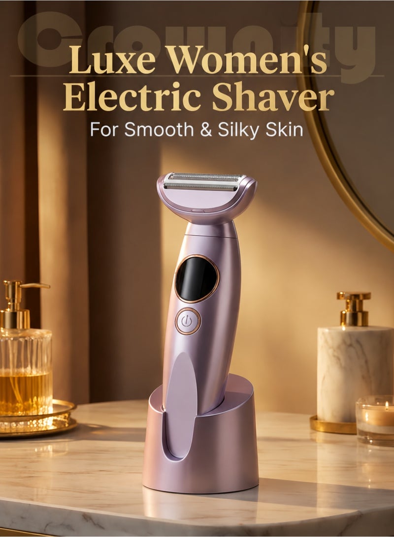 كرونايتي ماكينة حلاقة نسائية كهربائية Crownity بوظيفتين في جهاز واحد – ماكينة إزالة الشعر للنساء، ماكينة حلاقة للمناطق الحساسة للنساء، وماكينة إزالة شعر الوجه، برأس مزدوج مع شاشة LED، قابلة للشحن USB، للاستخدام الجاف والرطب، مناسبة للوجه، الإبطين، البكيني، الساقين والجسم (بنفسجي) - Image 1