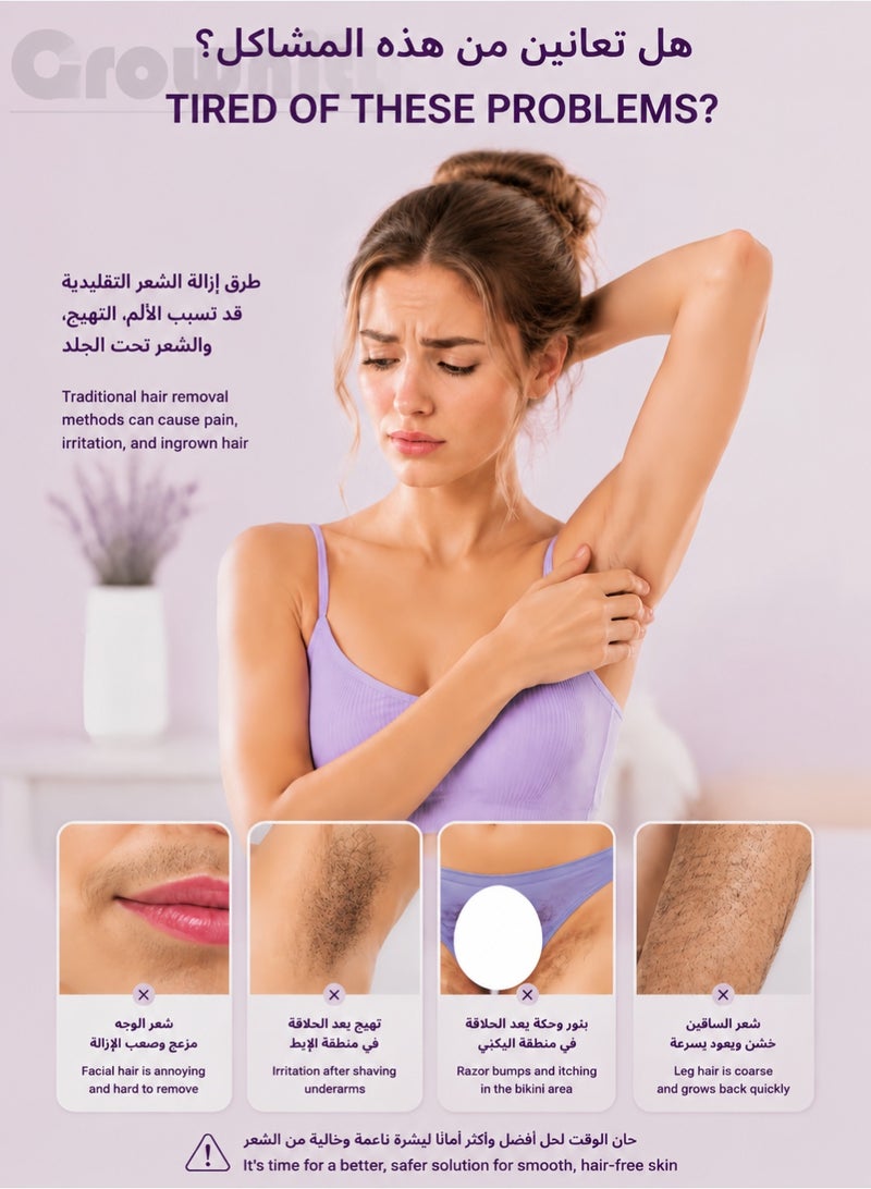 كرونايتي ماكينة حلاقة نسائية كهربائية Crownity بوظيفتين في جهاز واحد – ماكينة إزالة الشعر للنساء، ماكينة حلاقة للمناطق الحساسة للنساء، وماكينة إزالة شعر الوجه، برأس مزدوج مع شاشة LED، قابلة للشحن USB، للاستخدام الجاف والرطب، مناسبة للوجه، الإبطين، البكيني، الساقين والجسم (بنفسجي) - Image 4