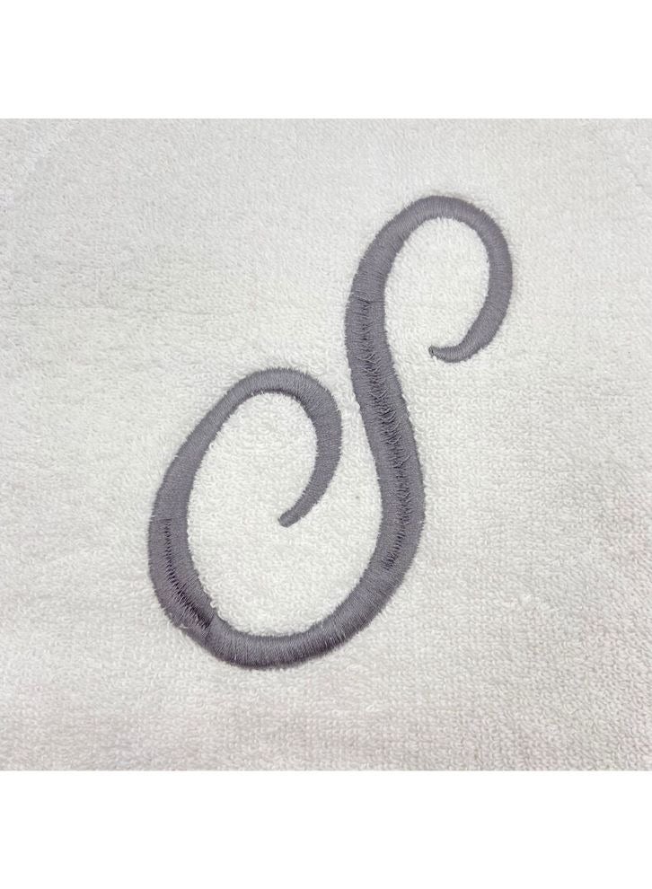 BYFT Embroidered For You (White) Luxury Monogrammed Towels (Set of 1 Hand & 1 Bath Towel 50x80,70x140 Cm) 100% Cotton, Quick dry Bath Linen -600 Gsm (Silver Letter S) - Image 3