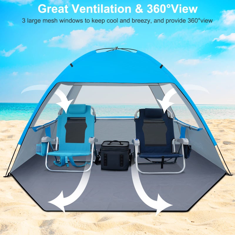 Gorich Beach Tent Sun Shelter for 3/4/6/8/10 Person with UPF 50ï¼‹ UV Protection, Lightweight & Easy Setup Beach Shade Canopy, Portable Beach Shade Tent Beach Cabana - Image 4