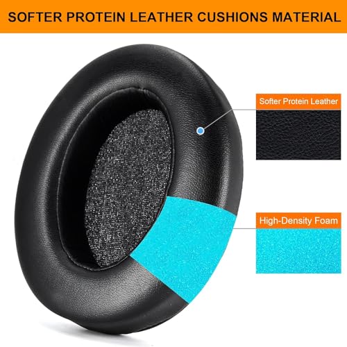 Street27® Earpads Cushion Compatible with Sony WH-XB910 XB910N Wireless Headphones, Ear Pads with Soft Protein Leather High-Density Noise Cancelling Memory Foam Replacement Earmuffs (Black) - Image 4