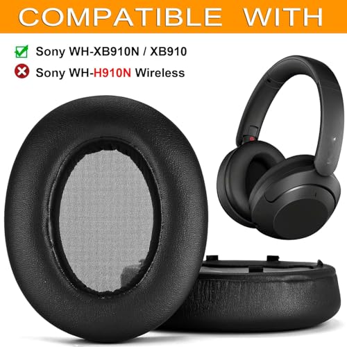 Street27® Earpads Cushion Compatible with Sony WH-XB910 XB910N Wireless Headphones, Ear Pads with Soft Protein Leather High-Density Noise Cancelling Memory Foam Replacement Earmuffs (Black) - Image 3