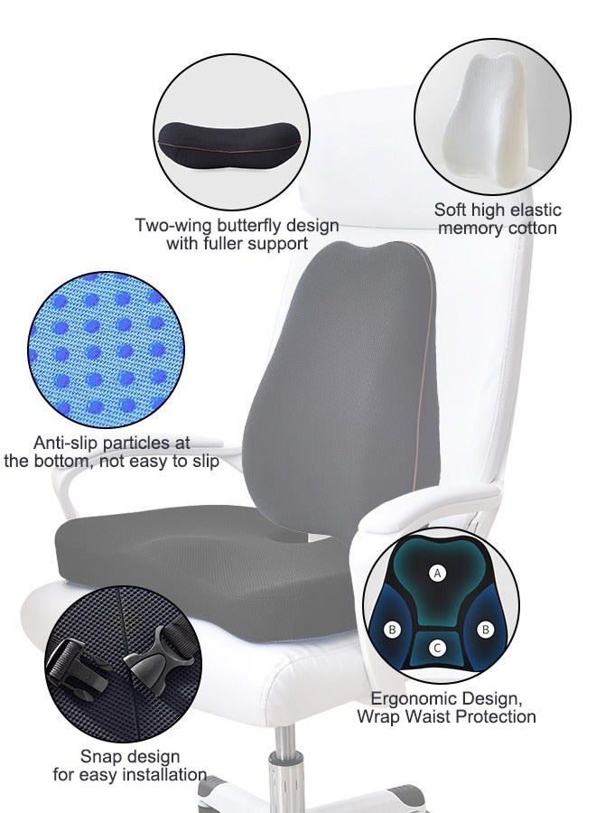 KYD Memory Foam Cushion Seat, Cushion & Lumbar Support Pillow with Adjustable Straps for Lower Back, Tailbone, Sciatica, Hip Pain Relief, Apply to Office Chair, Car, Wheelchair - Image 4