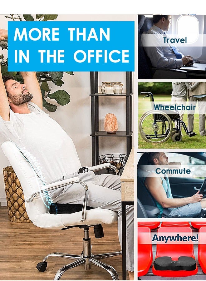KYD Memory Foam Cushion Seat, Cushion & Lumbar Support Pillow with Adjustable Straps for Lower Back, Tailbone, Sciatica, Hip Pain Relief, Apply to Office Chair, Car, Wheelchair - Image 2
