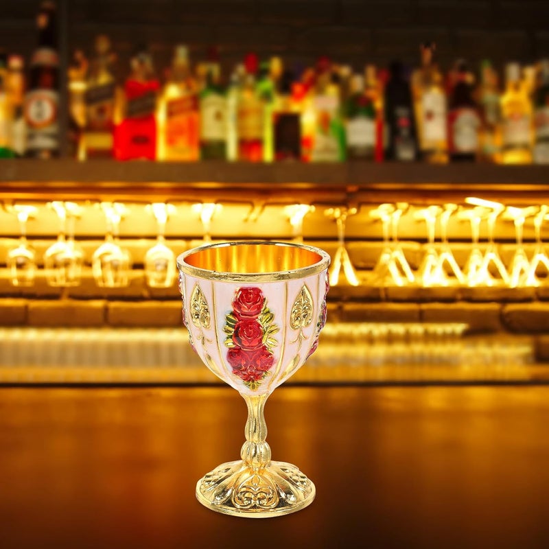 Zerodeko Vintage Metal Liquor Cup Small Wine Glass Retro Embossed Flower Pattern Iron Art Mini Cup for Home Bar Party Decorative Tableware - Image 5