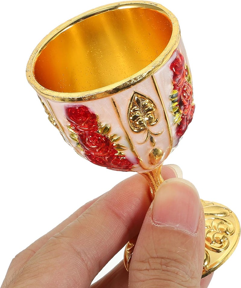 Zerodeko Vintage Metal Liquor Cup Small Wine Glass Retro Embossed Flower Pattern Iron Art Mini Cup for Home Bar Party Decorative Tableware - Image 4