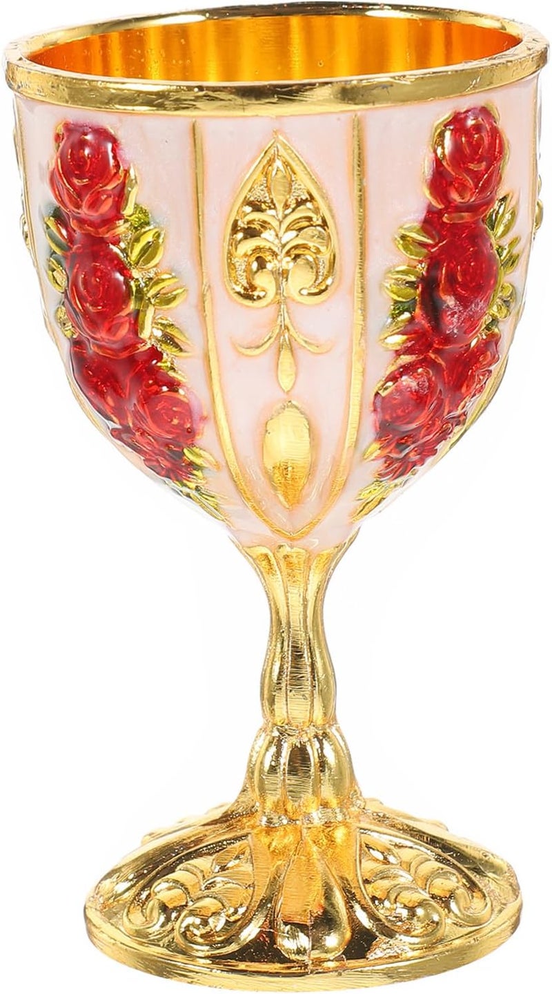 Zerodeko Vintage Metal Liquor Cup Small Wine Glass Retro Embossed Flower Pattern Iron Art Mini Cup for Home Bar Party Decorative Tableware - Image 1