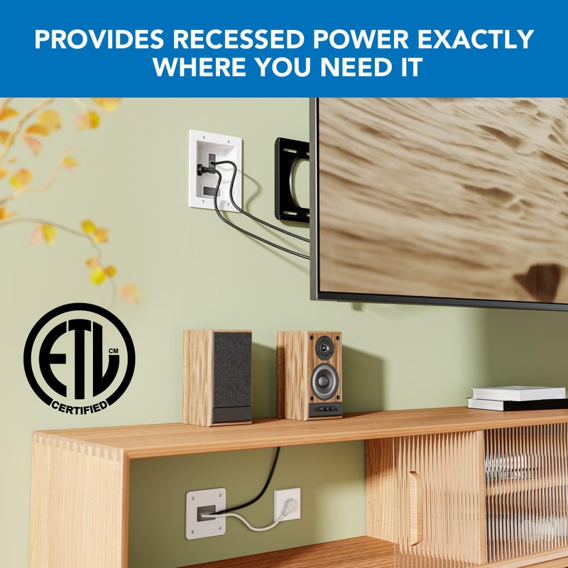 Mount-It! in-Wall TV Cable Management Kit with Recessed Power - Triple Outlet, 9ft Extension Cord and Hand Saw - Easy, Safe TV Outlet Wall Kit and TV Cable Hider Behind Wall - Image 3