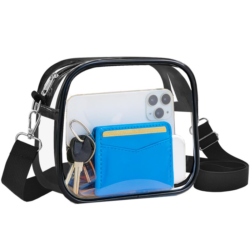 Busiuw Clear Bag for Stadium Events- Small Mini Stadium Bag Sports Fan Handbags & Purses for Festivel Concert Work(Black) - Image 1
