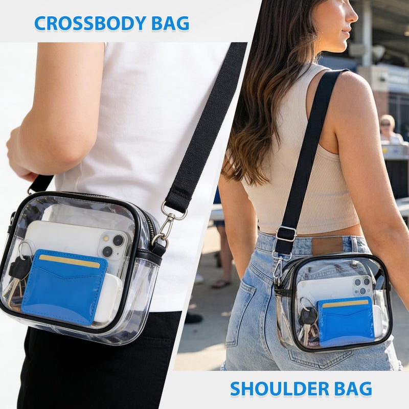 Busiuw Clear Bag for Stadium Events- Small Mini Stadium Bag Sports Fan Handbags & Purses for Festivel Concert Work(Black) - Image 2