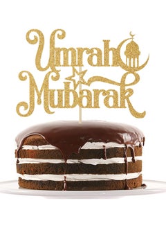 Umrah Mubarak Cake Topper, Ramadan Mubarak Cake Decorations, Muslim Eid al-Fitr Party Decorations Gold Glitter