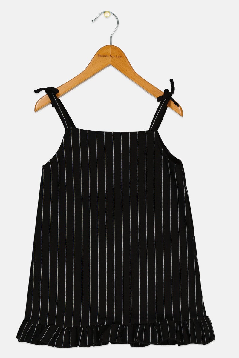 KOTON فستان مخطط بياقة مربعة للفتيات الصغيرات، متعدد الألوان - Image 3