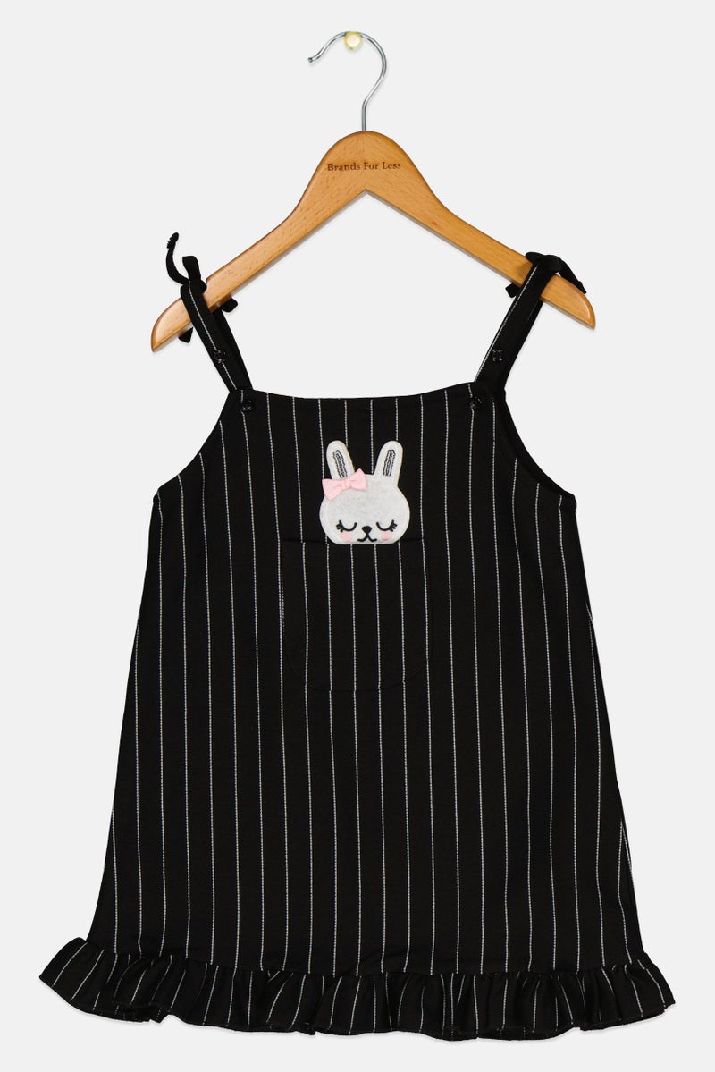 KOTON فستان مخطط بياقة مربعة للفتيات الصغيرات، متعدد الألوان - Image 2