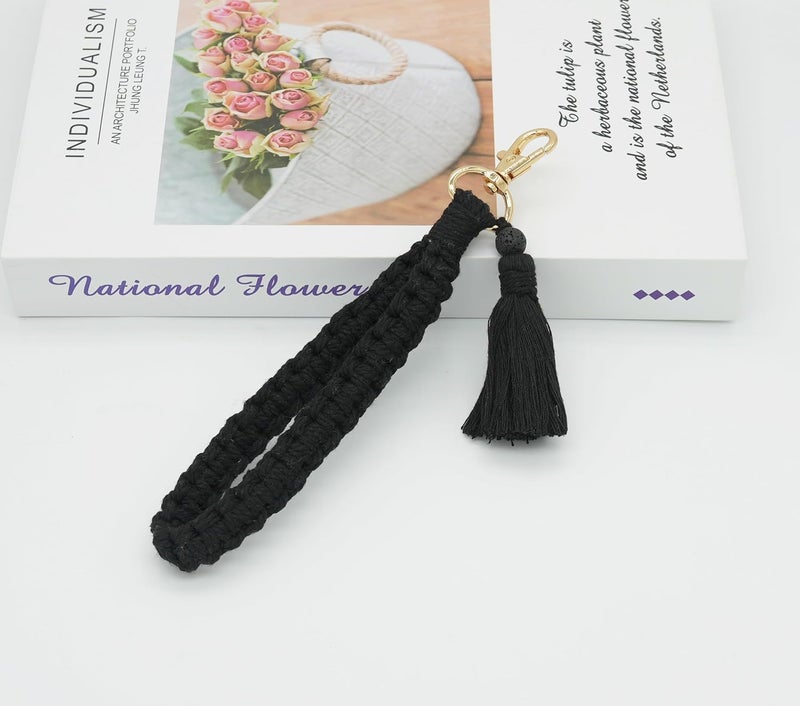 Moydolo Macrame Boho Handmade Cute Bracelet Holder Keychain Wristlet Key Chain Wrist Lanyard for Women Girls - Image 2