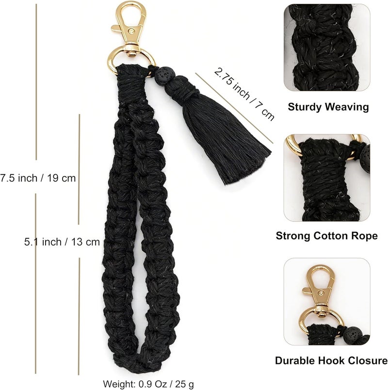Moydolo Macrame Boho Handmade Cute Bracelet Holder Keychain Wristlet Key Chain Wrist Lanyard for Women Girls - Image 1