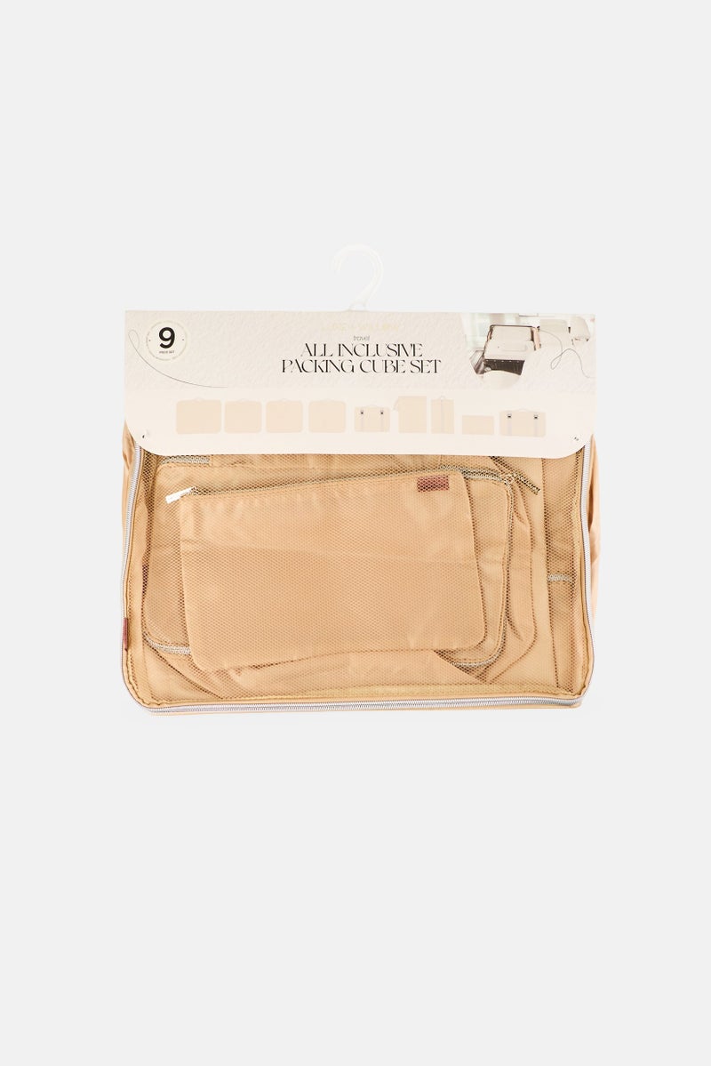 Luxe + Willow 9 Pieces All Inclusive Packing Cube Travel Set, Beige  - Image 1